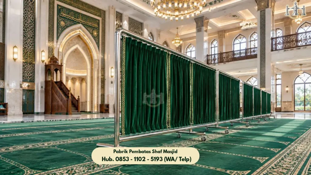 Hijab Masjid Stainless Ciledug, Model Pembatas Shaf Stainless Steel Minimalis Modern
