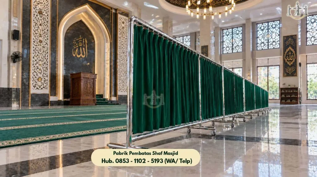 Hijab Masjid Stainless Ciledug, Produk Pembatas Shaf Stainless Steel Masjid