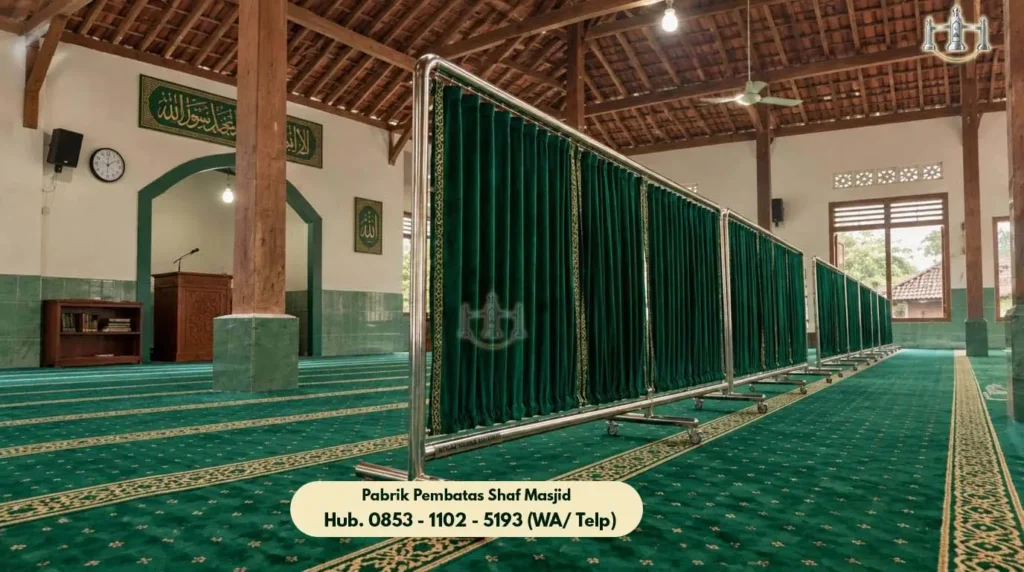 Hijab Masjid Stainless Ciledug, Produk Pembatas Shaf Stainless Steel Masjid