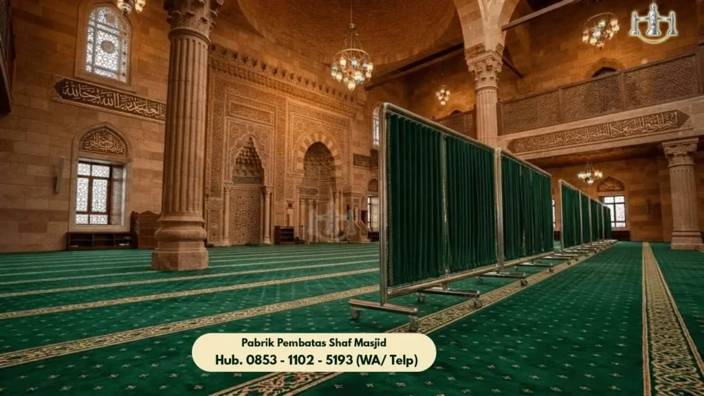 Hijab Masjid Stainless Ciledug, Produk Pembatas Shaf Stainless Steel Masjid