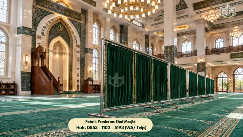 Hijab Masjid Stainless Ciledug, Tampilan Kilap Mirror Elegan Mempercantik Interior Tempat Ibadah
