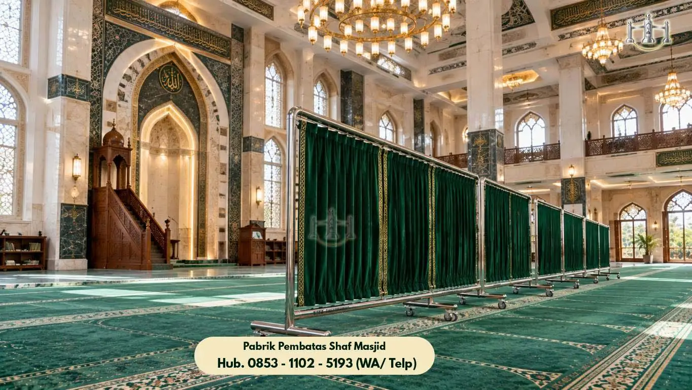 Hijab Masjid Stainless Ciledug, Pembatas Shaf Stainless Steel Masjid & Musholla