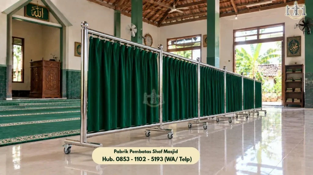 Hijab Masjid Stainless Ciledug, Produk Pembatas Shaf Stainless Steel Masjid