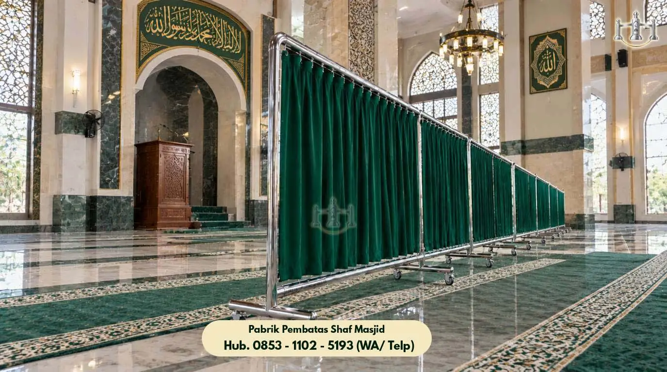 Partisi Shaf Masjid Cihampelas, Pembatas Shaf Stainless Steel Masjid & Musholla