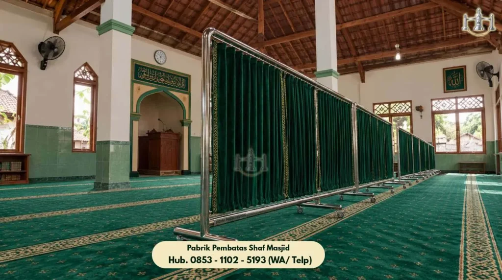 Hijab Masjid Stainless Ciledug, Penataan Ruang Shalat yang Rapi dan Nyaman untuk Jamaah